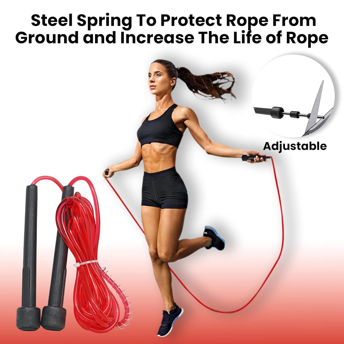 Premium Sports Speed Skipping Rope, Jump Rope with Pvc Handle, Multicolor Pvc Pencil Skipping Rope for Men, Women, Boys & Girls (Red)