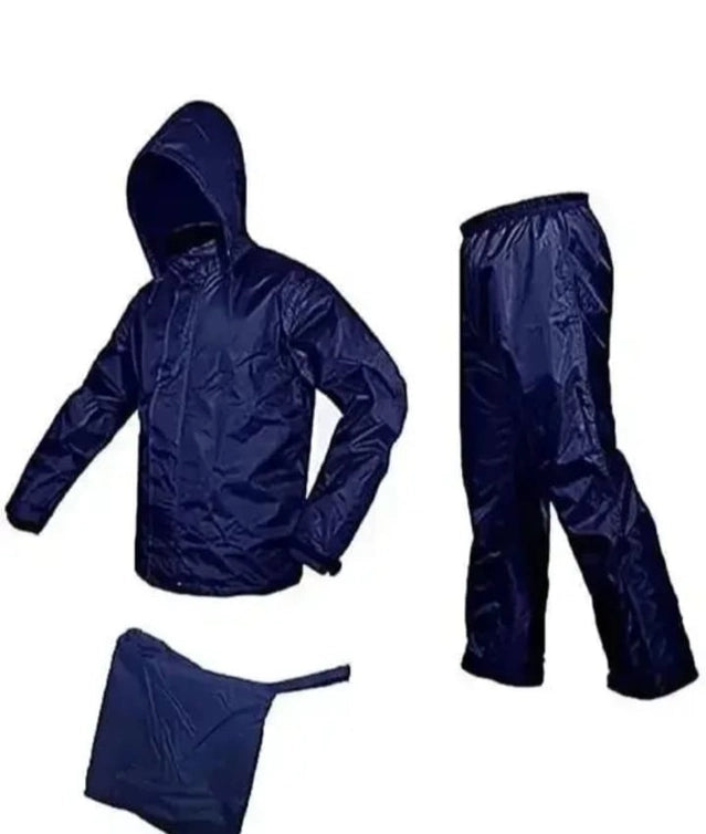 Polyester Solid Rainsuit for Men (Black, XL)