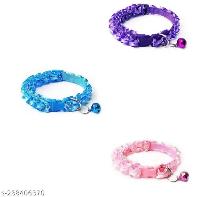 ABS Plastic Coller Belt for Cat (Multicolor, Pack of 3)