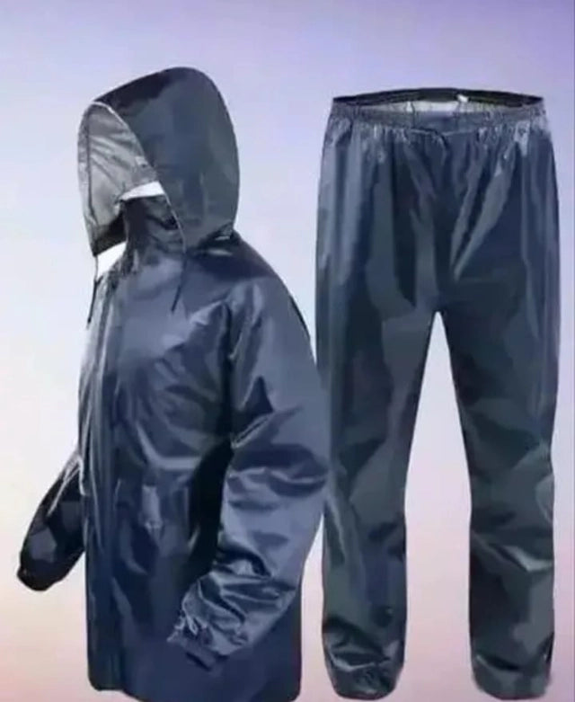 Polyester Solid Rainsuit for Men (Black, XL)