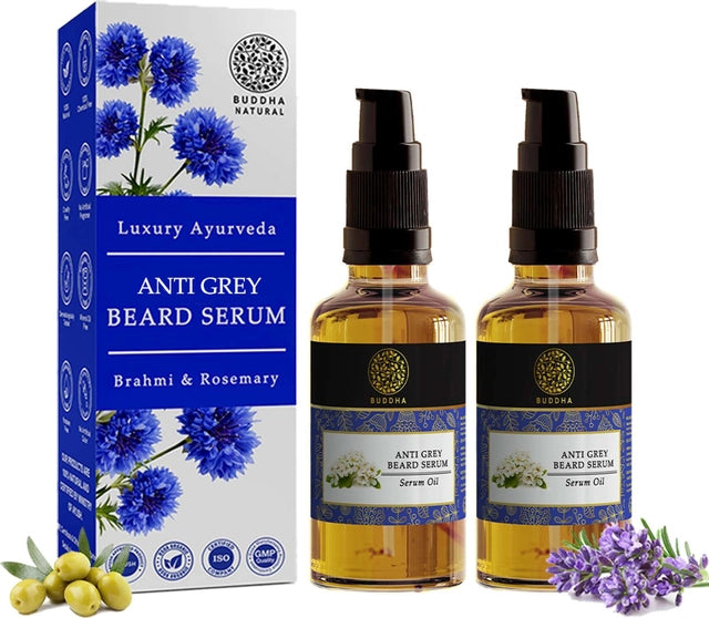 Buddha Natural Grey Beard Serum Oil - 100% Natural Herbal Beard Color Pack of 2
