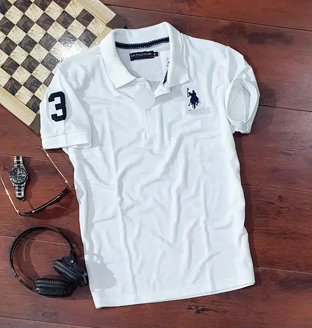 Half Sleeves Casual T-shirt for Men (White, M)