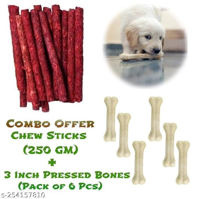 Mutton Flavour Stick (250 g) with Rawhide Bones for Dog (6 Pcs) Set of 2)
