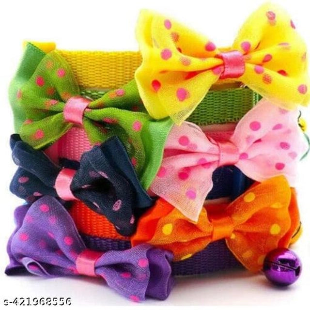 Adjustable Cat Collar with Bell (Multicolor, Pack of 6)
