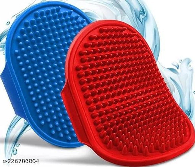 Silicone Massage Bath Glove for Pet (Multicolor, Pack of 2)
