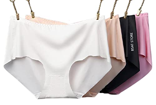 Women's Ice Silk Blend Invisible Lines No Show Hipster Panty (Multicolor, Pack of 4)