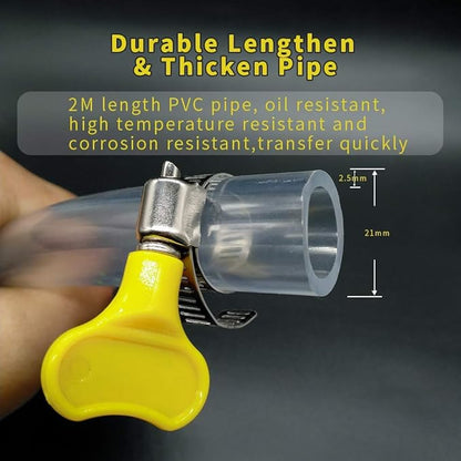 Oil Transfer Pump, Fuel Transfer Pump Kit, High Flow Siphon Hand Oil Pump, Portable Manual Car Fuel Pump for Petrol Diesel Oil Liquid Water Fish Tank with 2M Siphon Hose
