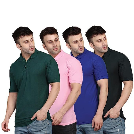 Pack of 4 Polo Neck Tshirt for Mens
