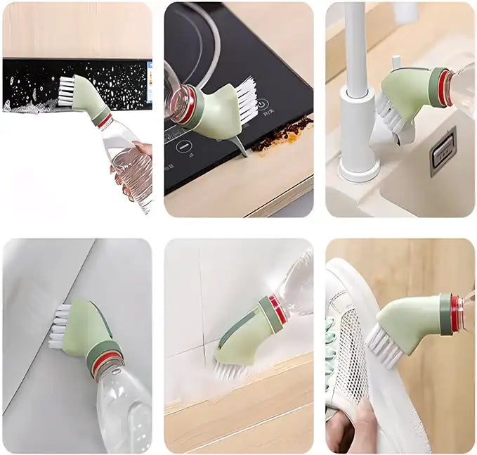 Multi-Use Cleaning Brush Can Be Connected To Mineral Water Bottle (Pack of 2)