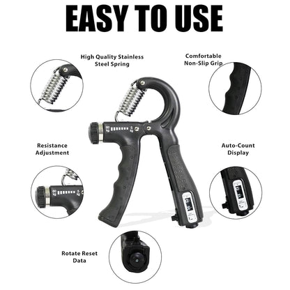 Premium Counter 10Kg To 60Kg Weight Adjustable Professional Counter Hand Gripper for Men & Women | Counter Hand Grip|Finger Exerciser|Power Gripper|Black Color|