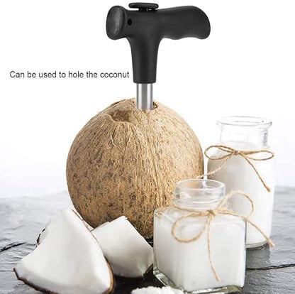 Premium Coconut Opener Stainless Steel Drill Cutter with Cleaner Stick Coconut Tool (Coconut Opener with Straw)