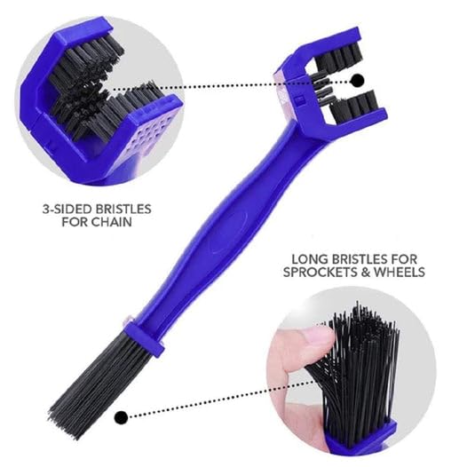 Multi-Purpose Bike Chain Cleaner Brush with Soft & Long Bristles Ideal for Quick Cleaning of Cycles, Motorcycles