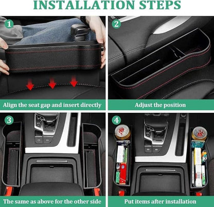 Leather Car Boot Bag: Driver Seat Gap Filler Console Side Pocket with Bottle/Can Holder pack of 1