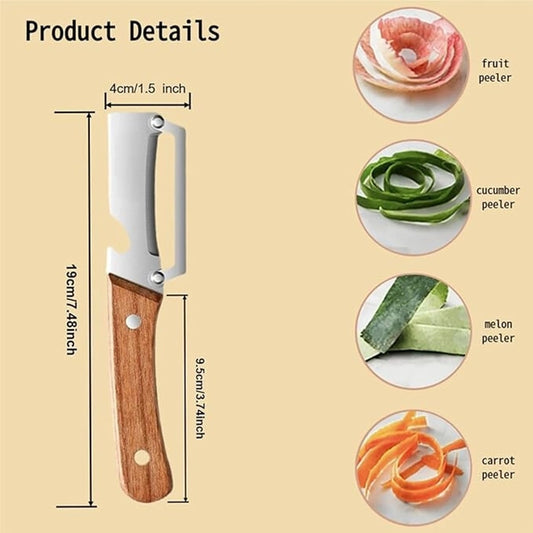 Zero Snag Wooden Peeler for Kitchen Tool,Premium 2-in-1 Multifunctional Fruit & Vegetable Peeler -  Pack of 1