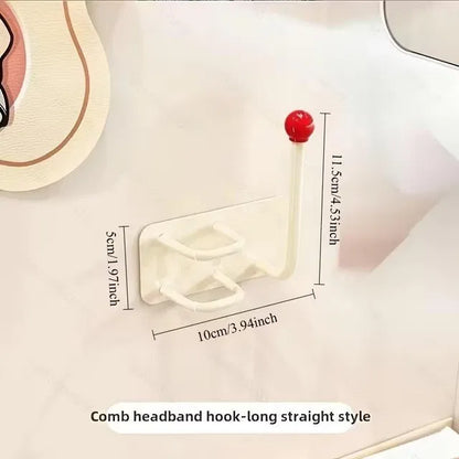 Self Adhesive Wall Mounted Headband Hook No Drill Punch Free Hair Accessories Organizer