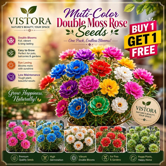 Muti-Color Double Moss Rose Seeds( Buy 1 Get 1 Free )