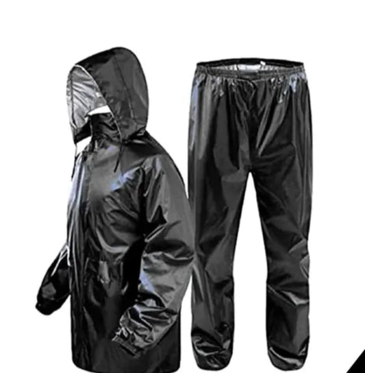 Polyester Solid Rainsuit for Men (Black, M)