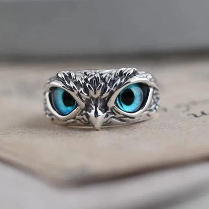 Silver Plated Owl Eye Ring for Men & Women