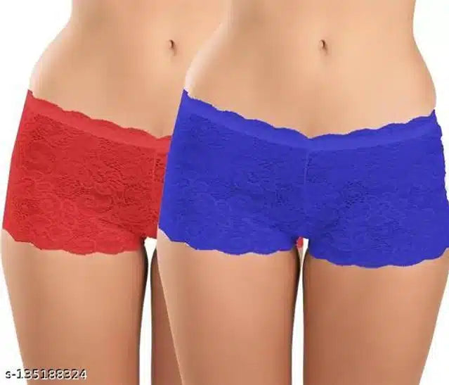 Net Briefs for Women (Red & Blue, S) (Set of 2)