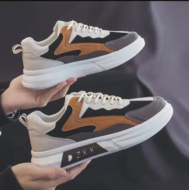 Casual Shoes for Men (White & Tan, 9)