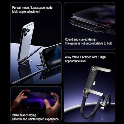 2-in-1 Invisible Holder Charger Cable, 240W Portable Fast Charging Cord with Built-in Phone Stand