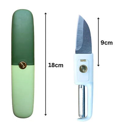 Kitchen Knife Peeler for Fruit 2 in 1 Knife and Peeler for Kitchen with Case Stainless Steel