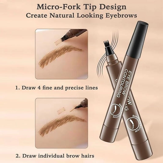 Waterproof Microblading Eyebrow Pencil with a Micro-Fork Tip Applicator Pack of 2