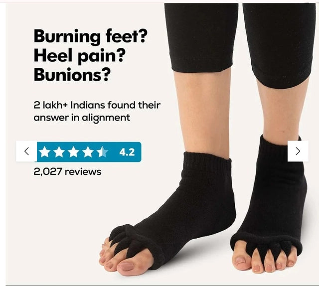 Foot Alignment Socks for Men & Women | 5 Toe Separator | Bunion Corrector | Foot Pain Relief