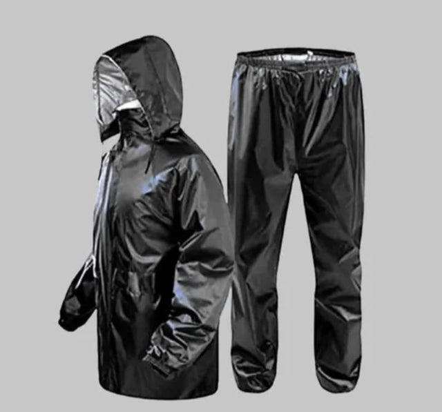 Polyester Solid Rainsuit for Men (Black, XL)