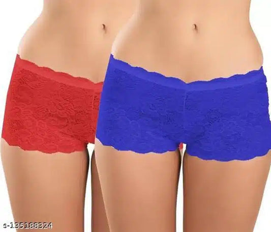 Net Briefs for Women (Red & Blue, XS) (Set of 2)