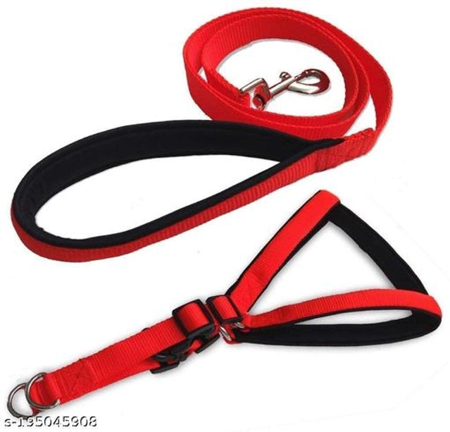 Fabric Harness with 5 Feet Leash for Dog (Multicolor, 0.75 inches) (Set of 1)